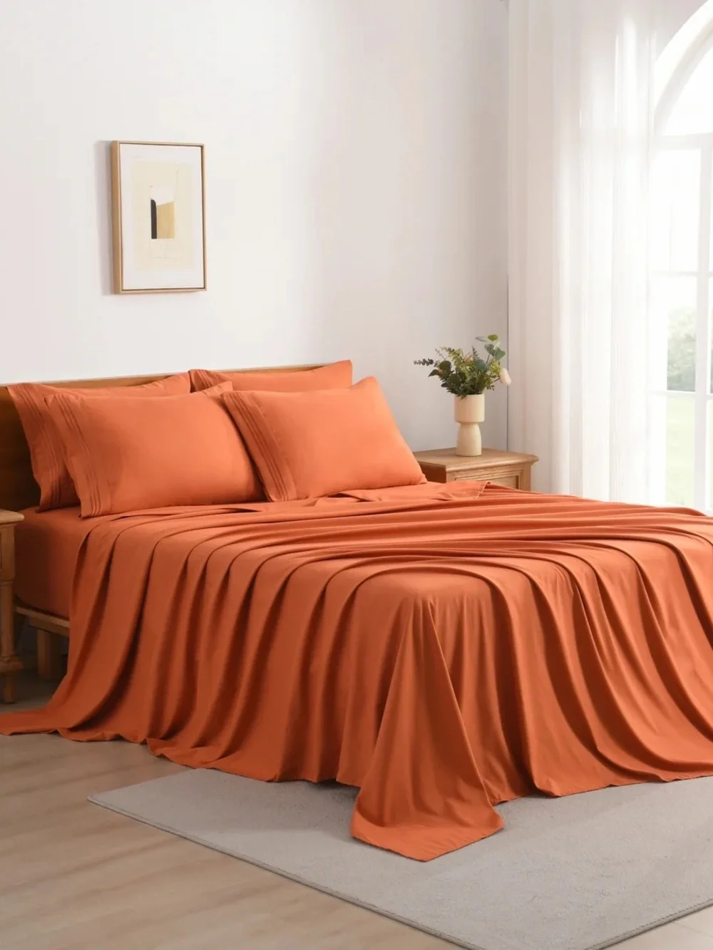 Twin size sheet set 4 piece Terracotta Orange
